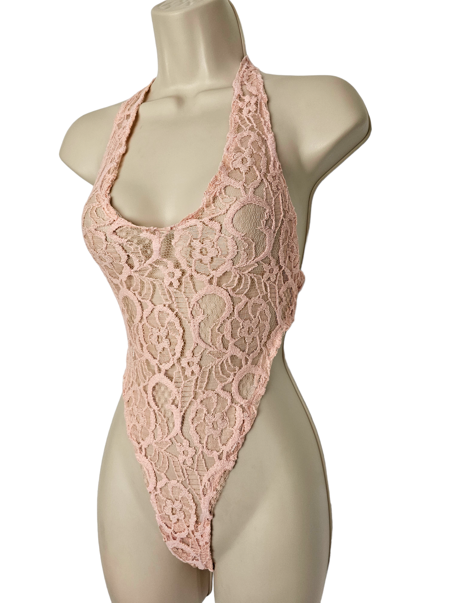 Pink Floral Lace Bodysuit