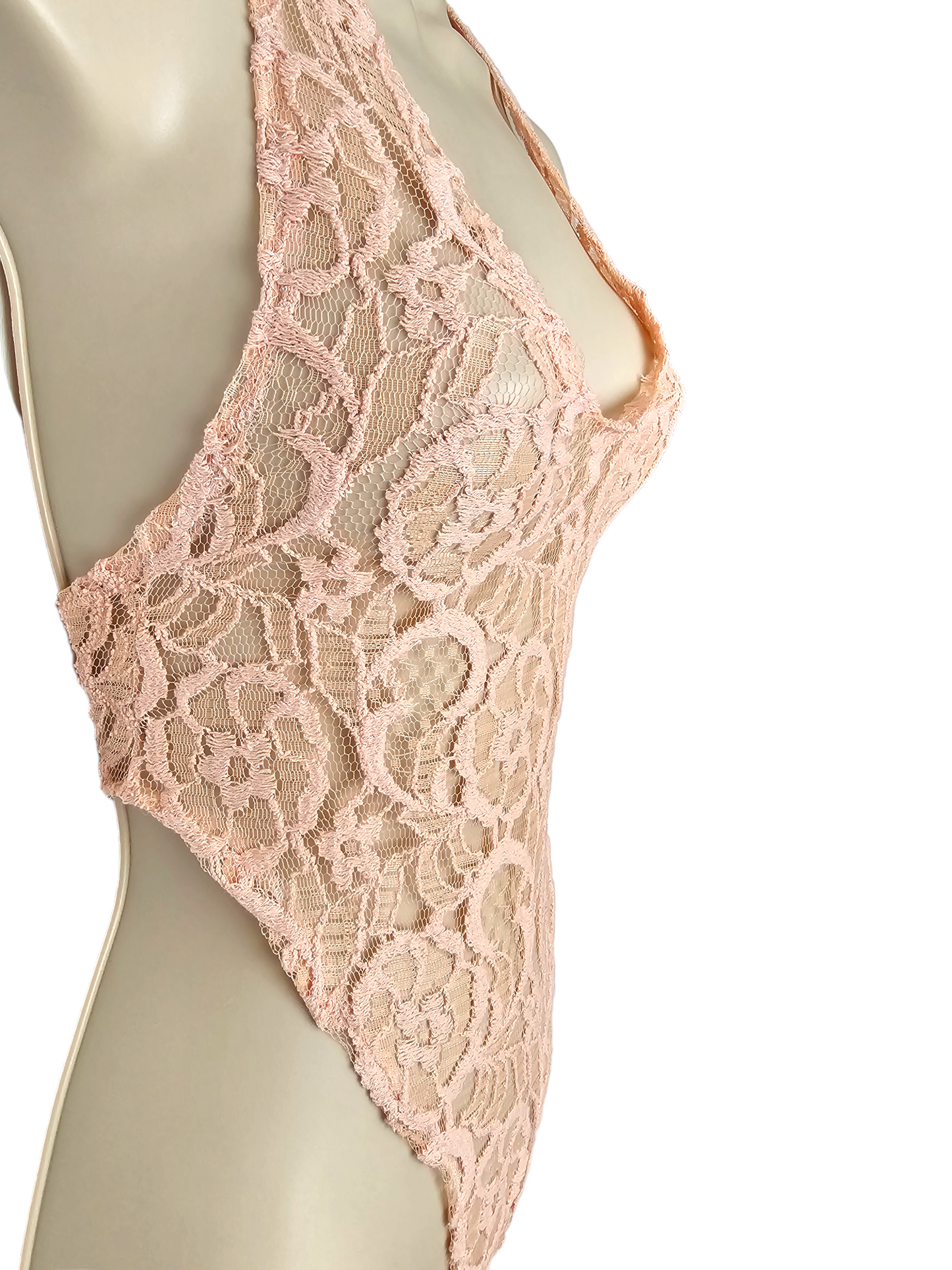Pink Floral Lace Bodysuit