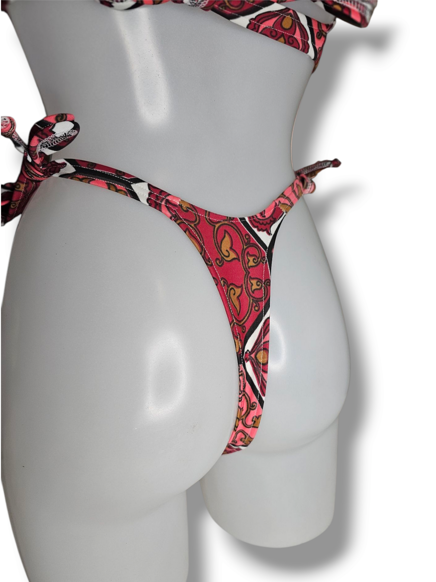 Abstract Tie Side Thong Bikini