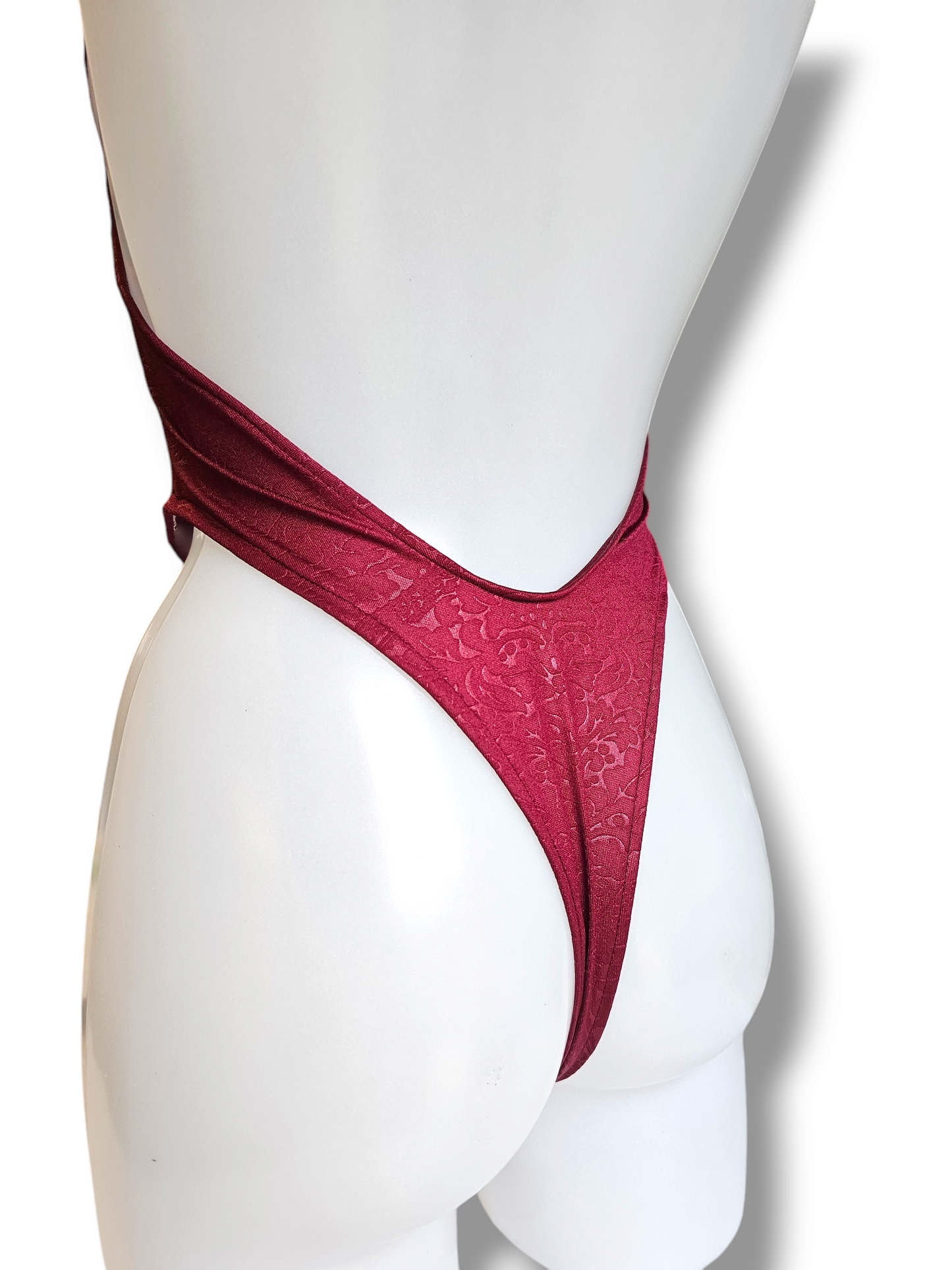 After Dark Burgundy Thong Back Bodysuit