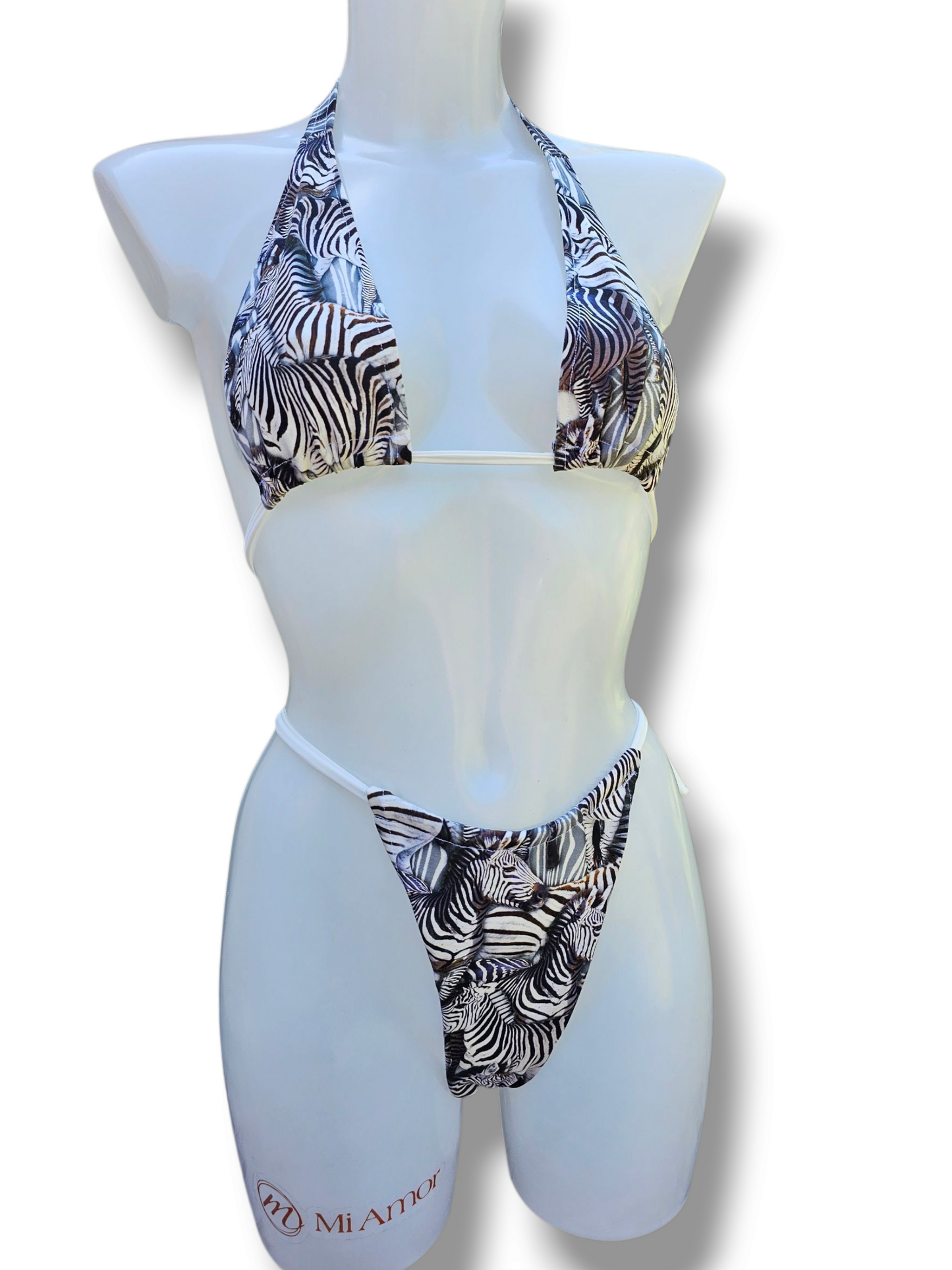 Zebra Triangle Thong Bikini