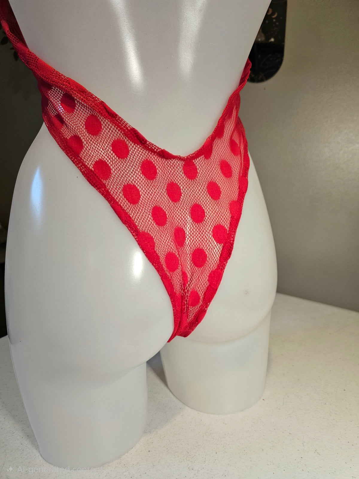 Red Hot Polka Dot Sheer Halterneck Bodysuit