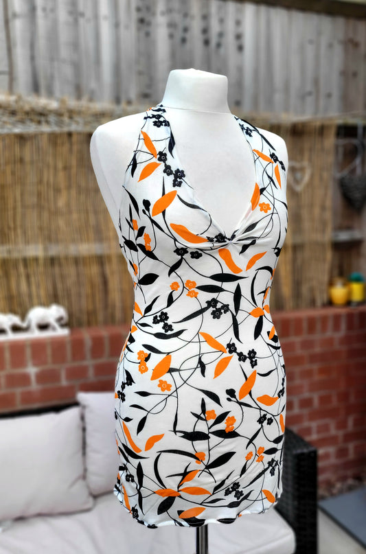 Orange & Black Floral Dress