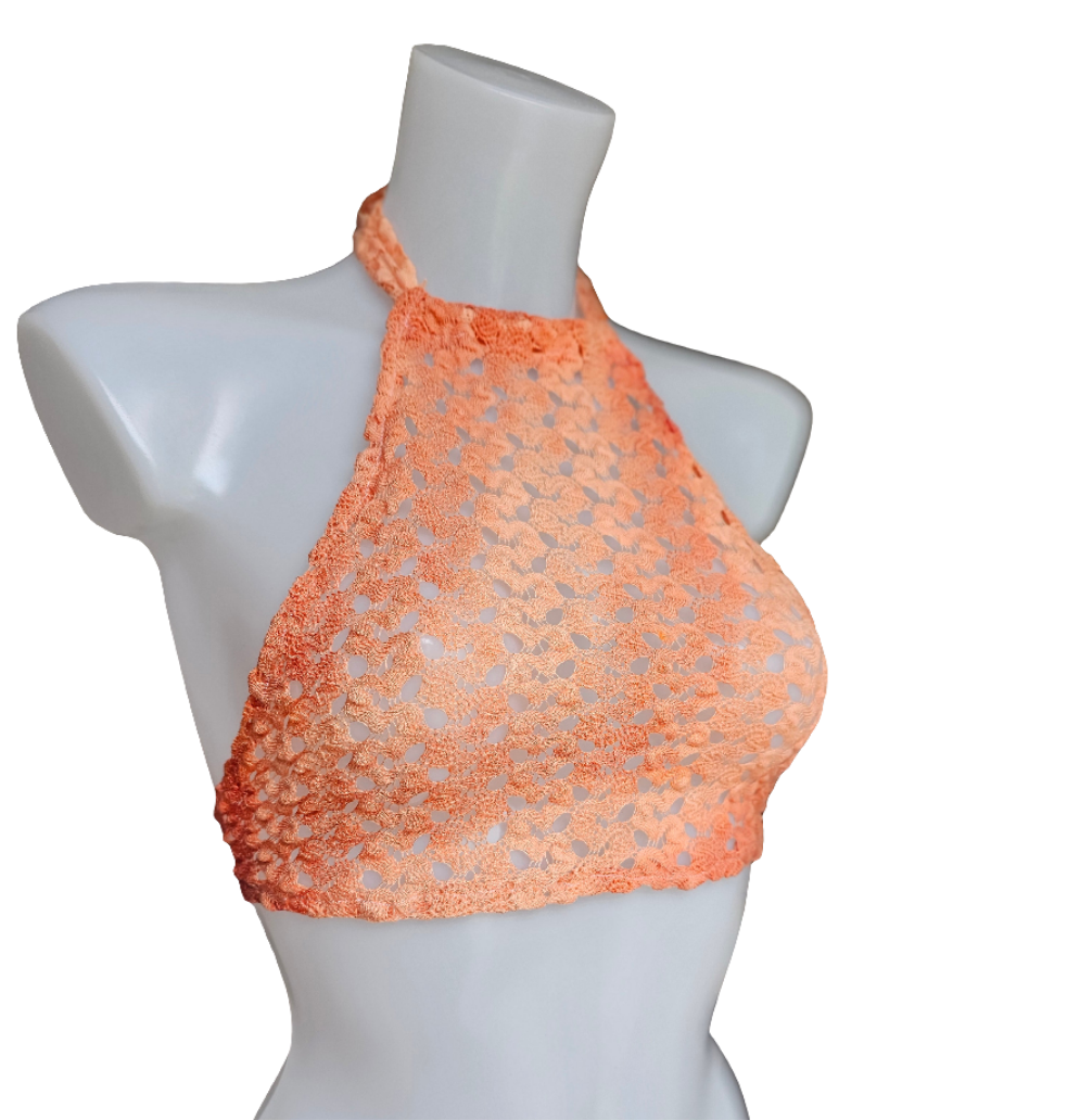 Coral Crochet Lace Top