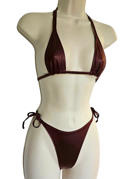 Burgundy Gloss Halterneck Bikini