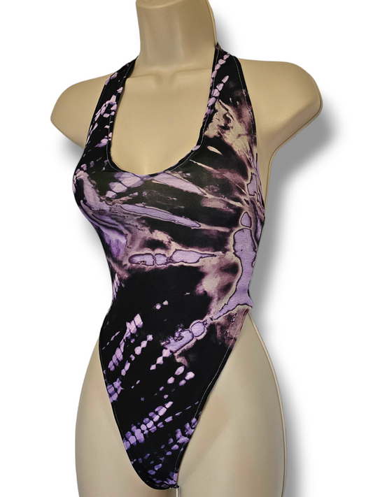 Black & Purple Marble Print Bodysuit