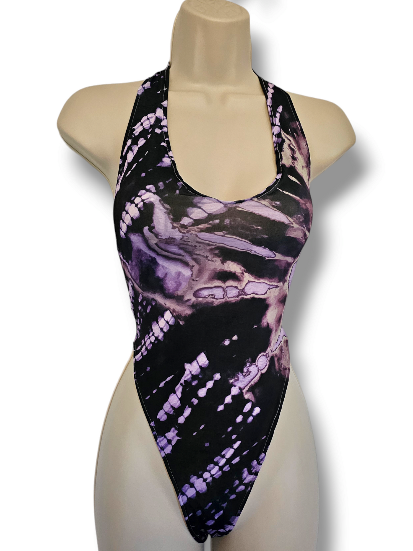 Black & Purple Marble Print Bodysuit