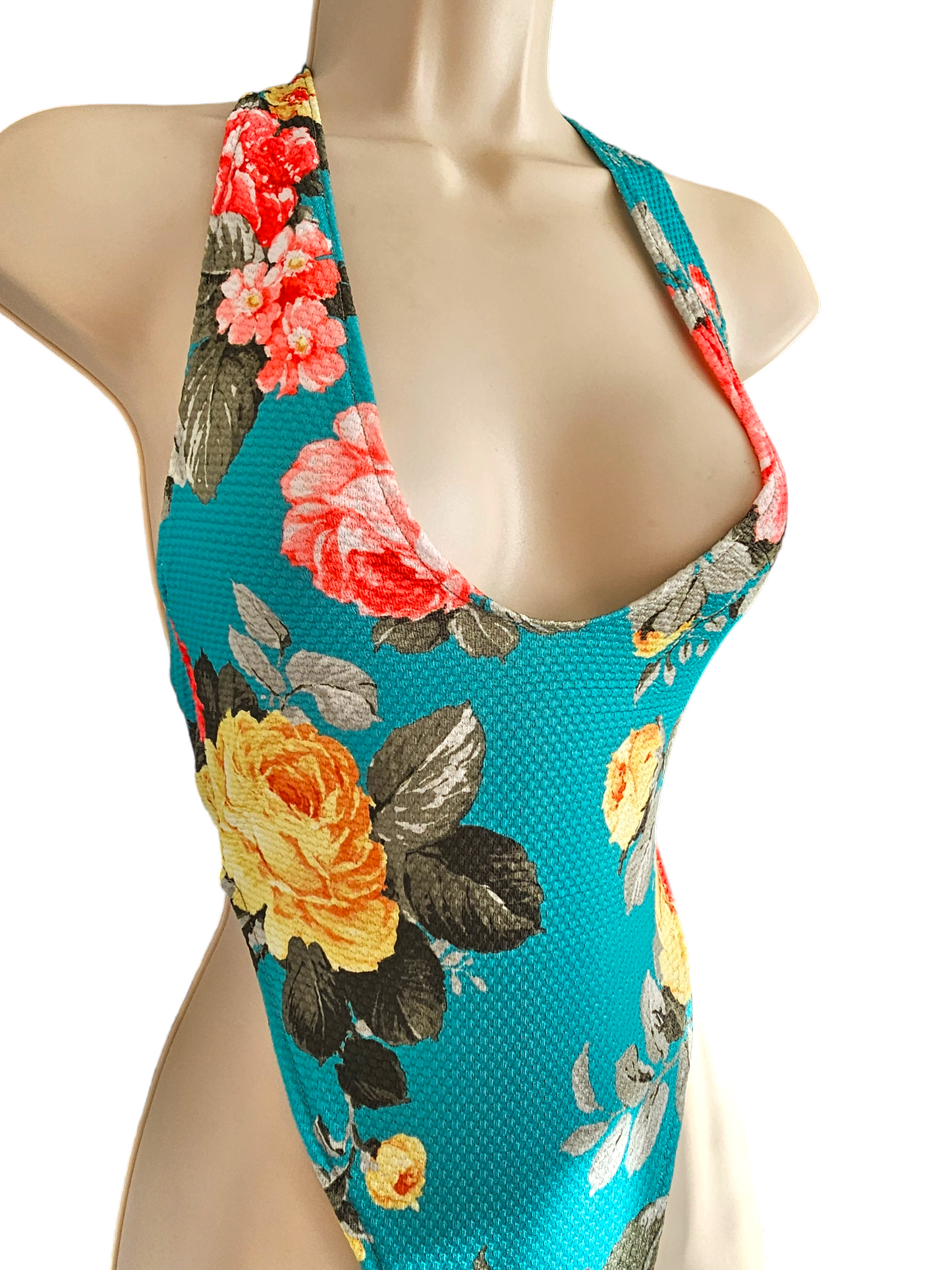 Teal Bloom Halterneck Bodysuit