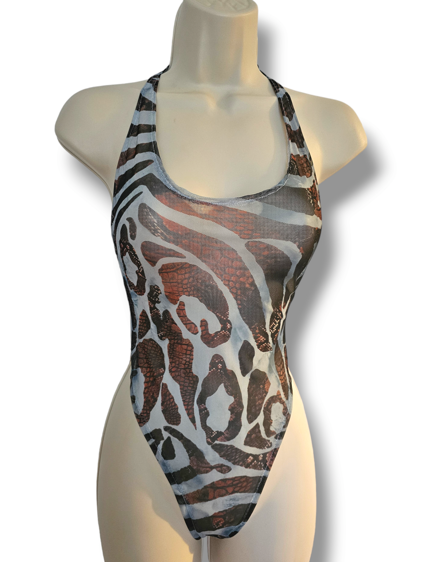 Animal Print Mesh Bodysuit