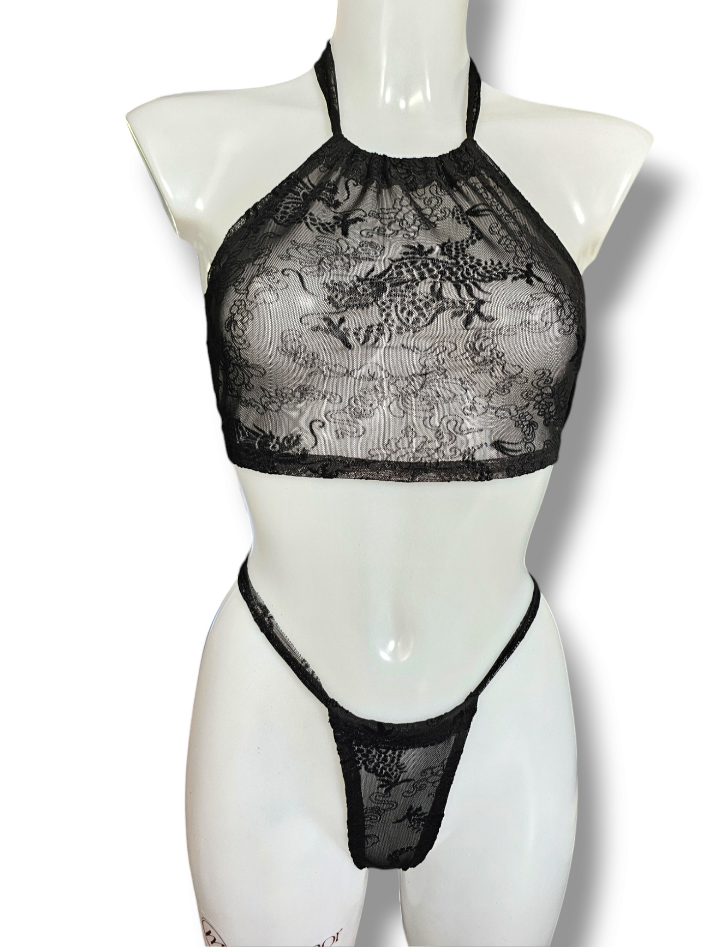 Dragon Mesh Sheer Lingerie Set