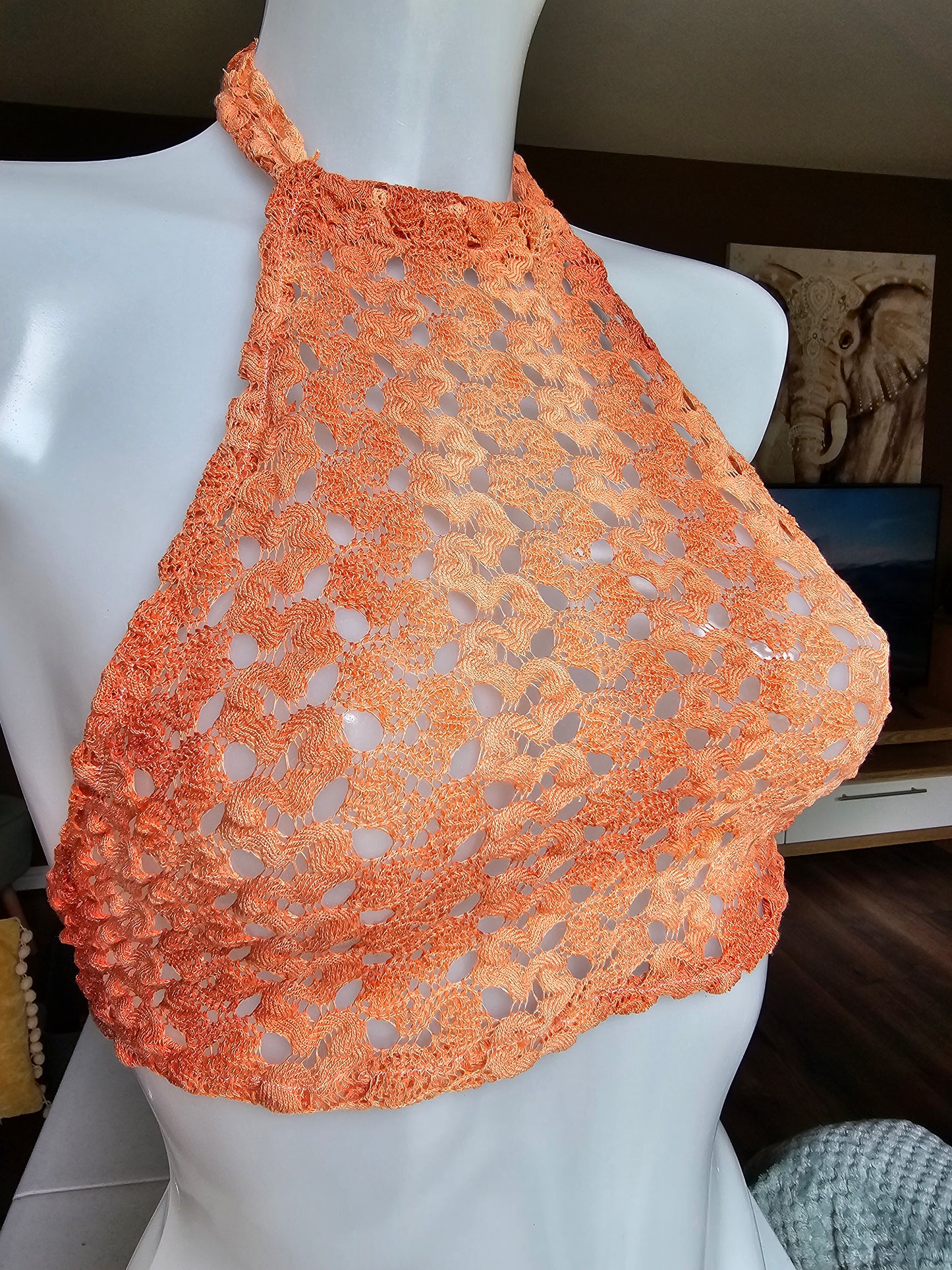 Coral Crochet Lace Top