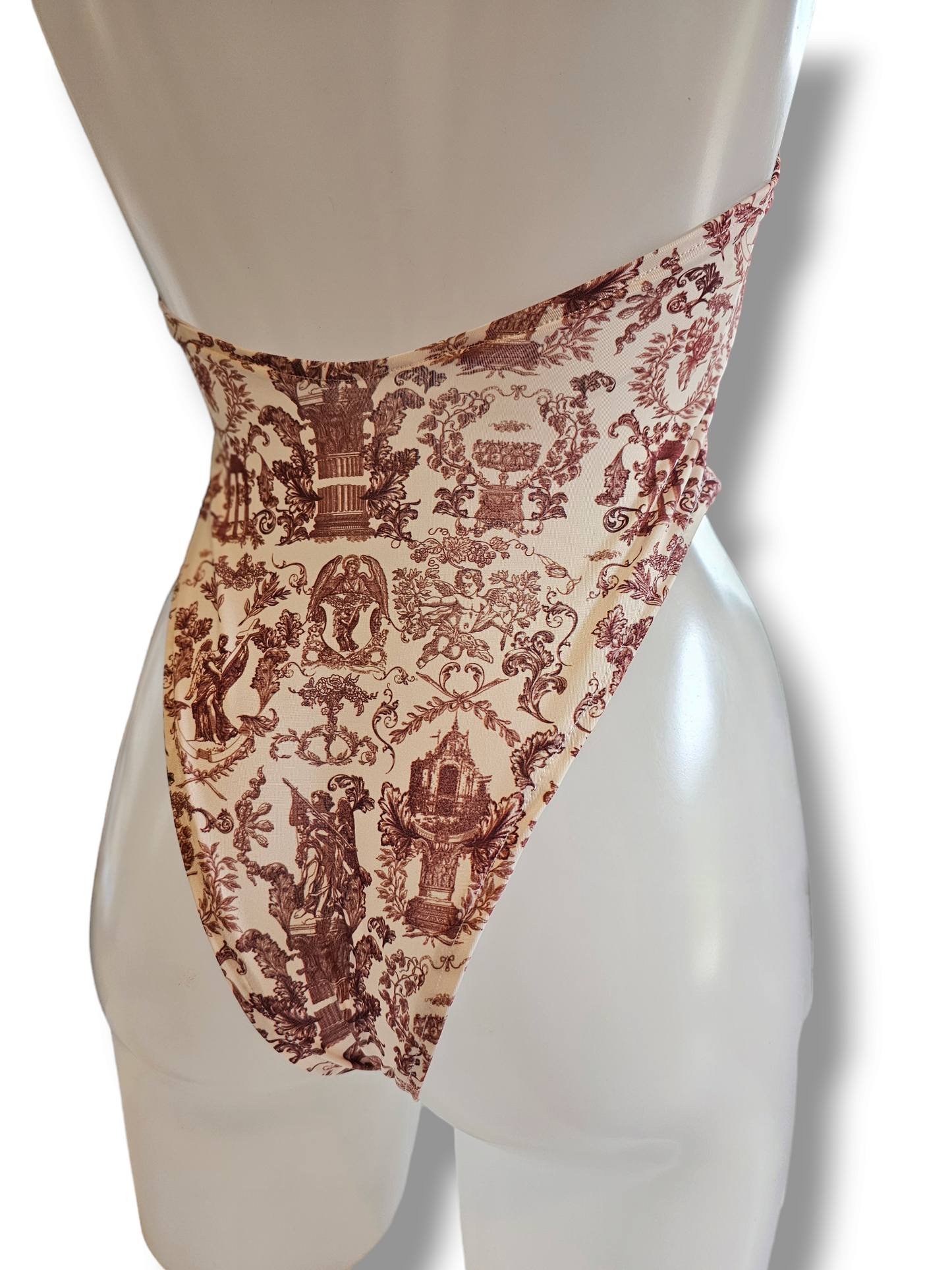 Roman Print Halterneck Bodysuit