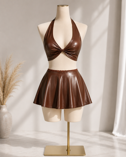 Bordeaux Faux Leather Skater Set