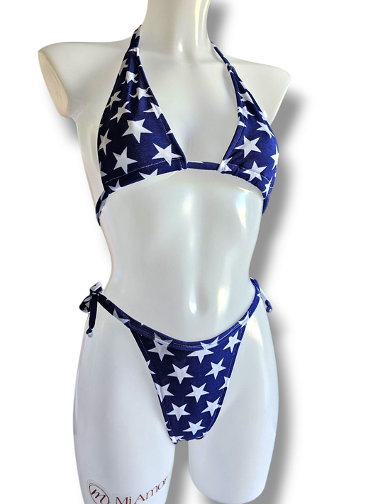 Navy Star Thong Bikini