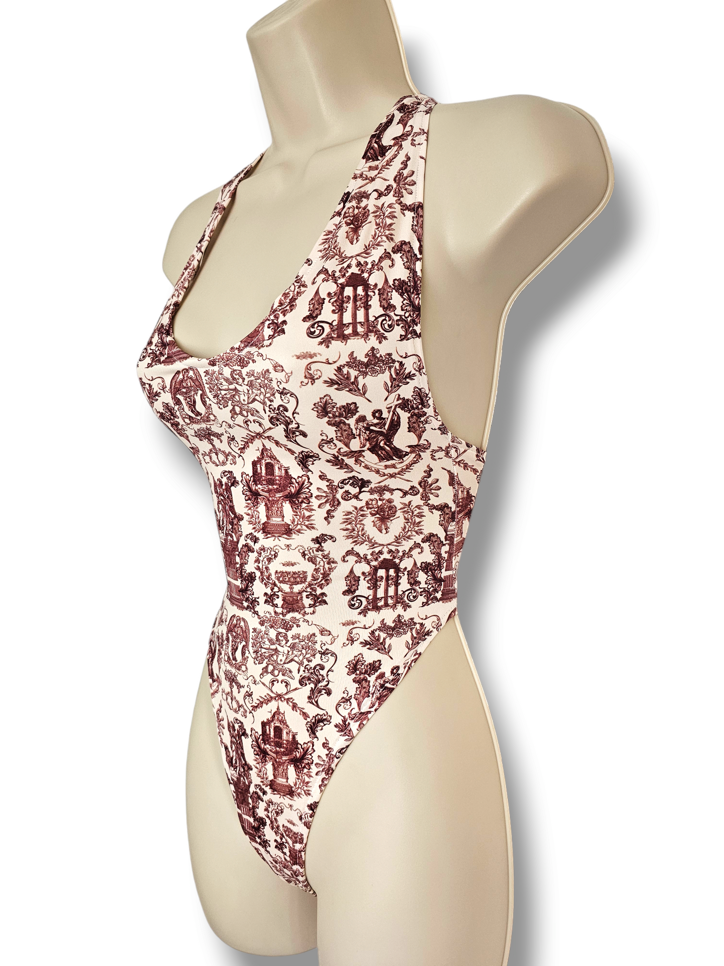 Roman Print Halterneck Bodysuit