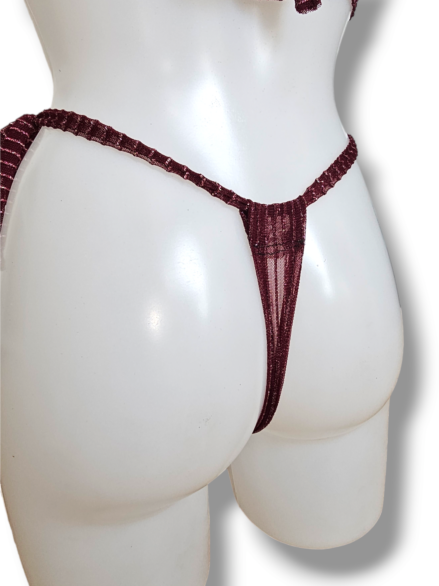 Oh So Sheer Burgundy Shimmering Lingerie Set