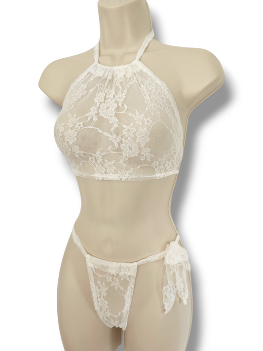 Oh So Sheer White Lace Lingerie Set