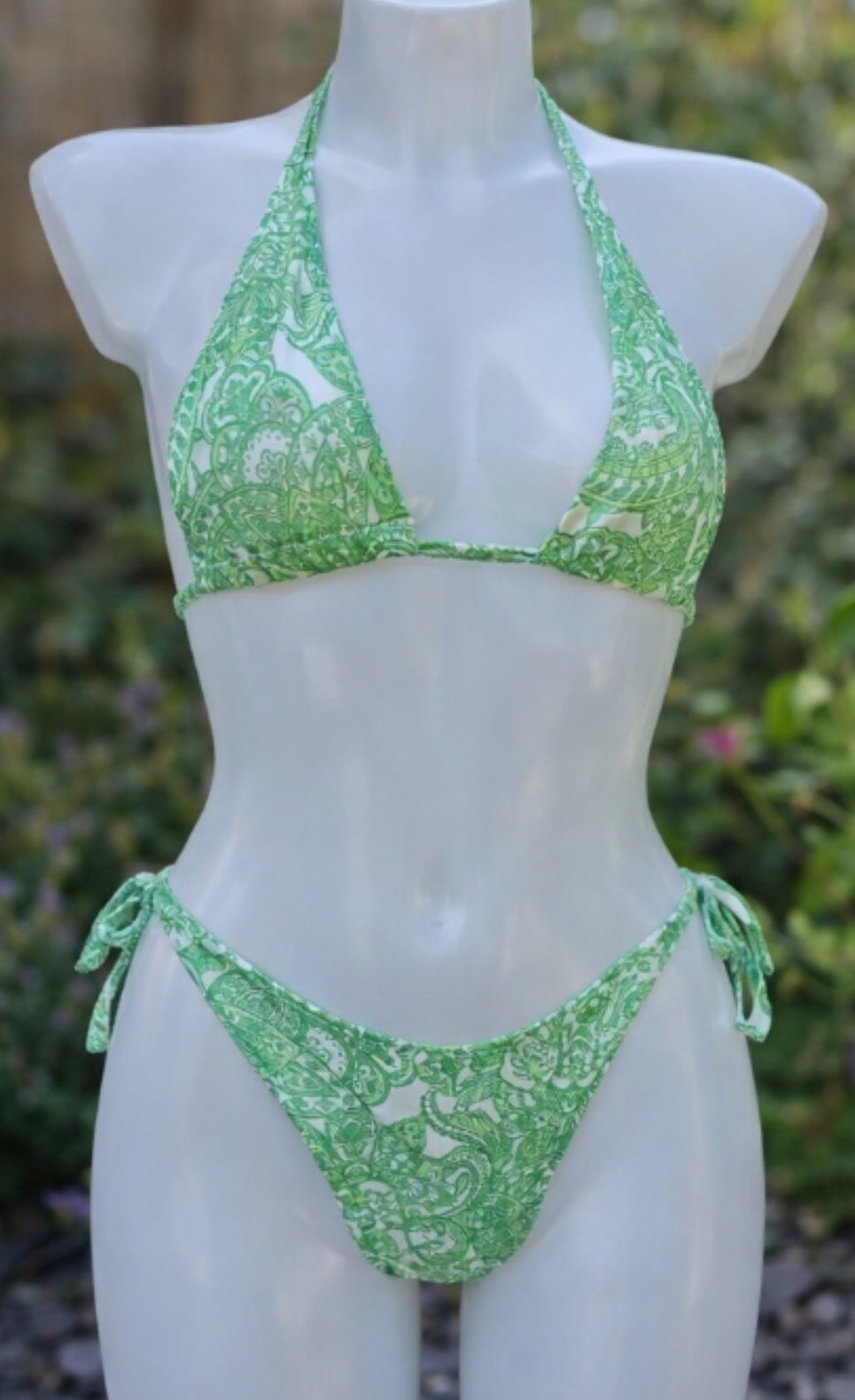 Green Paisley Tie Bikini Set