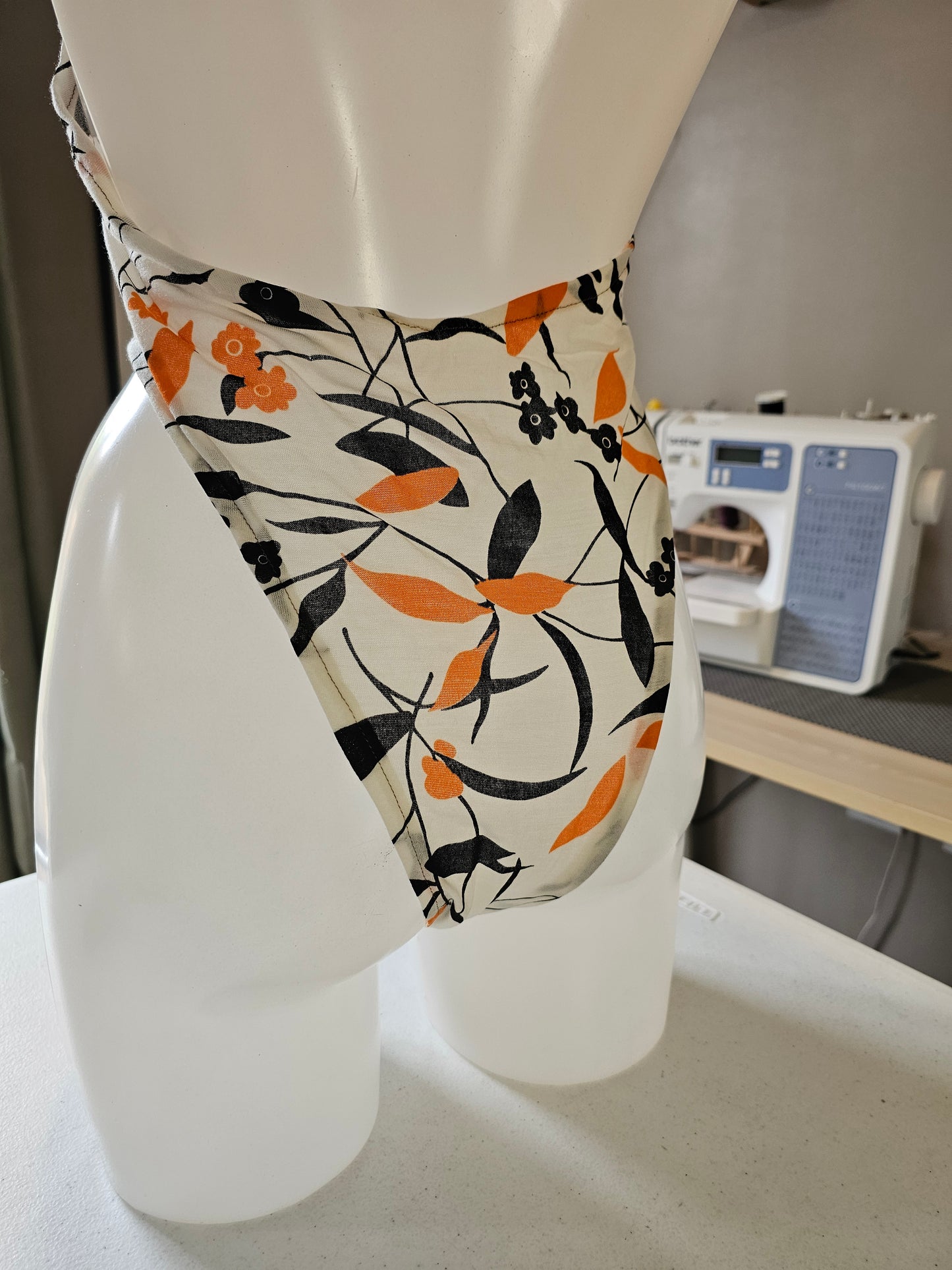 Orange & Black Delicate Floral Bodysuit